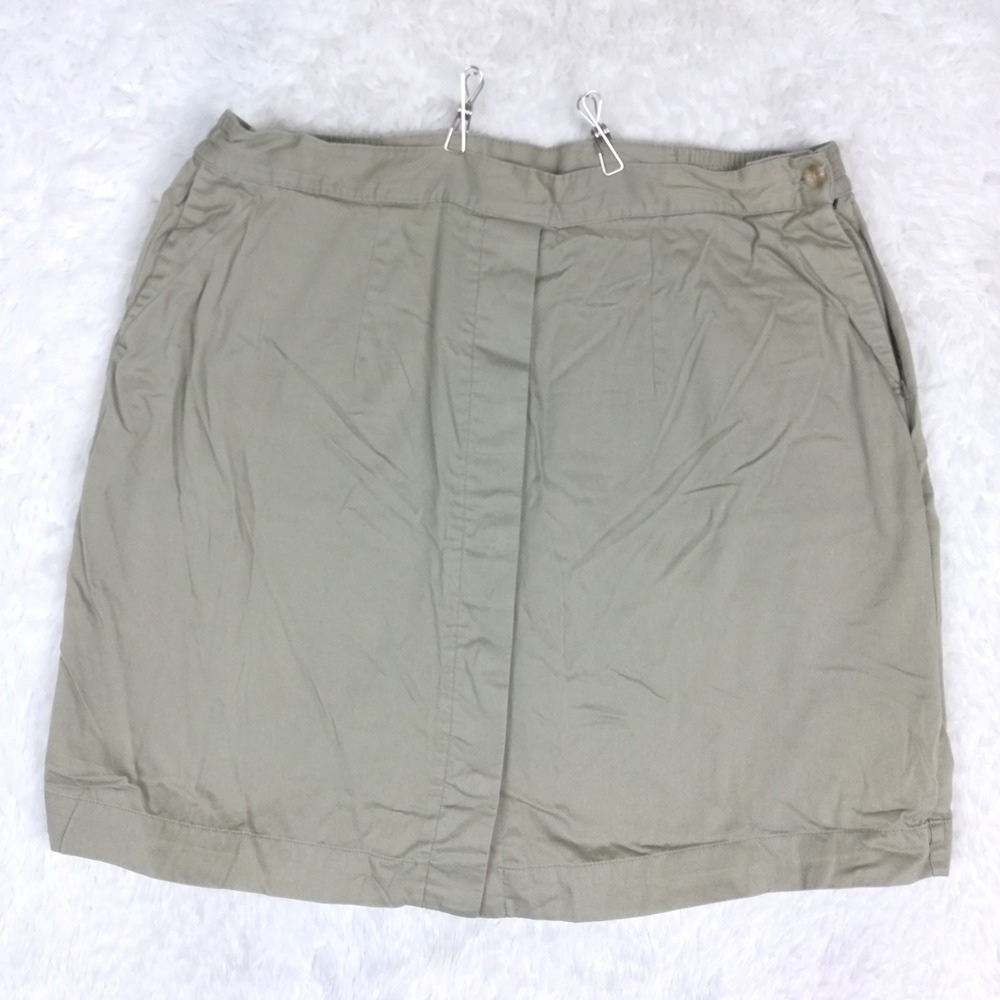 Classic Elements Womens Skirt Skort Green Khaki Above Knee Button Front Plus 18W